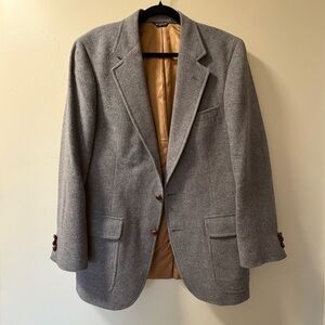 Vintage Wallachs Men's 100% Camel Hair Gray Notch Lapel Wool Blazer